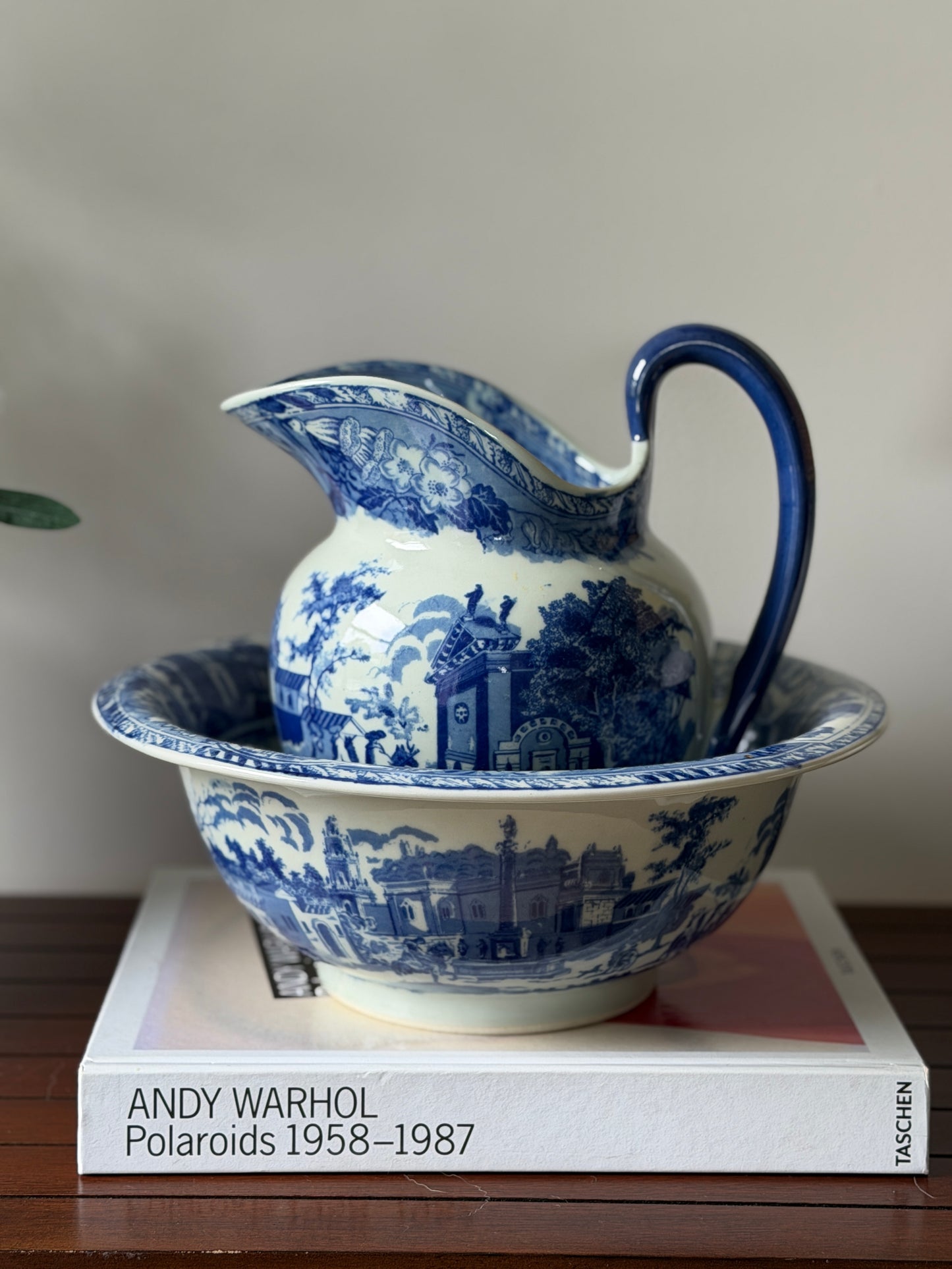 Victoriaware Ironstone Blue & White Pitcher & Basin Set