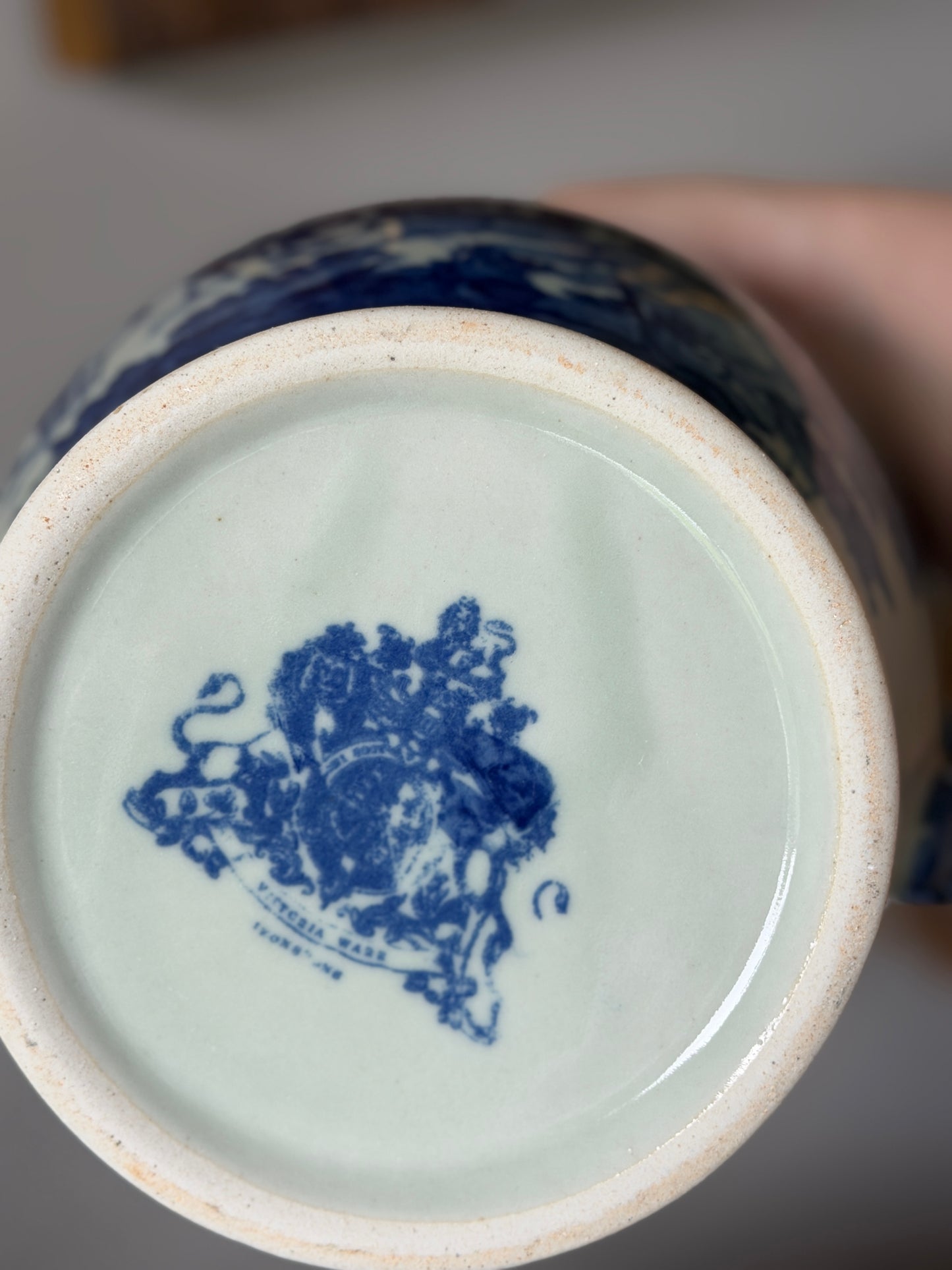 Victoriaware Ironstone Blue & White Pitcher & Basin Set