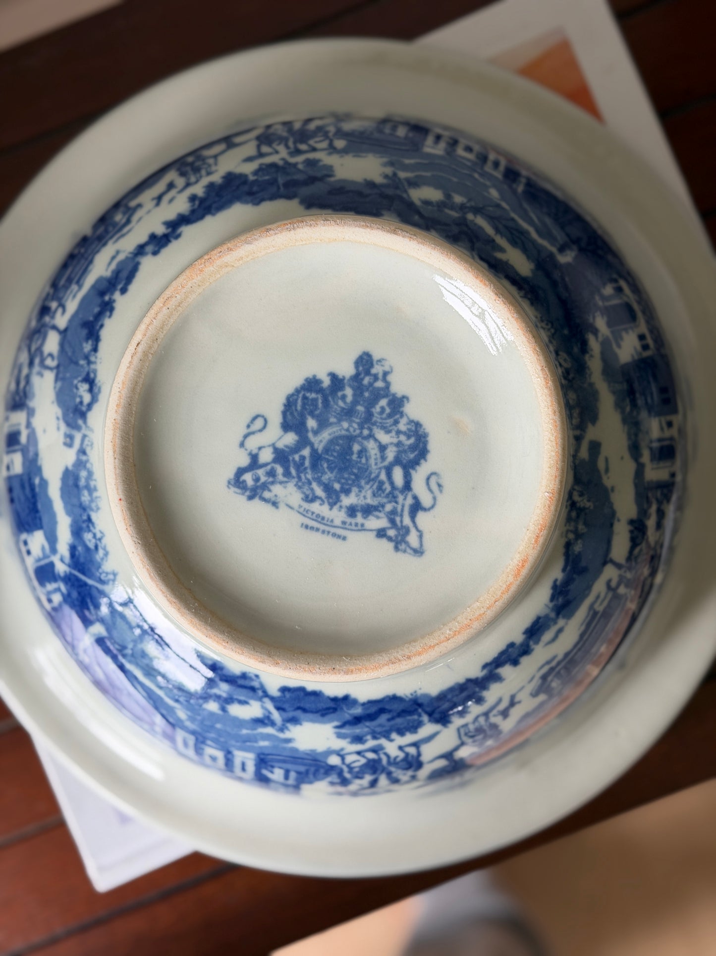 Victoriaware Ironstone Blue & White Pitcher & Basin Set