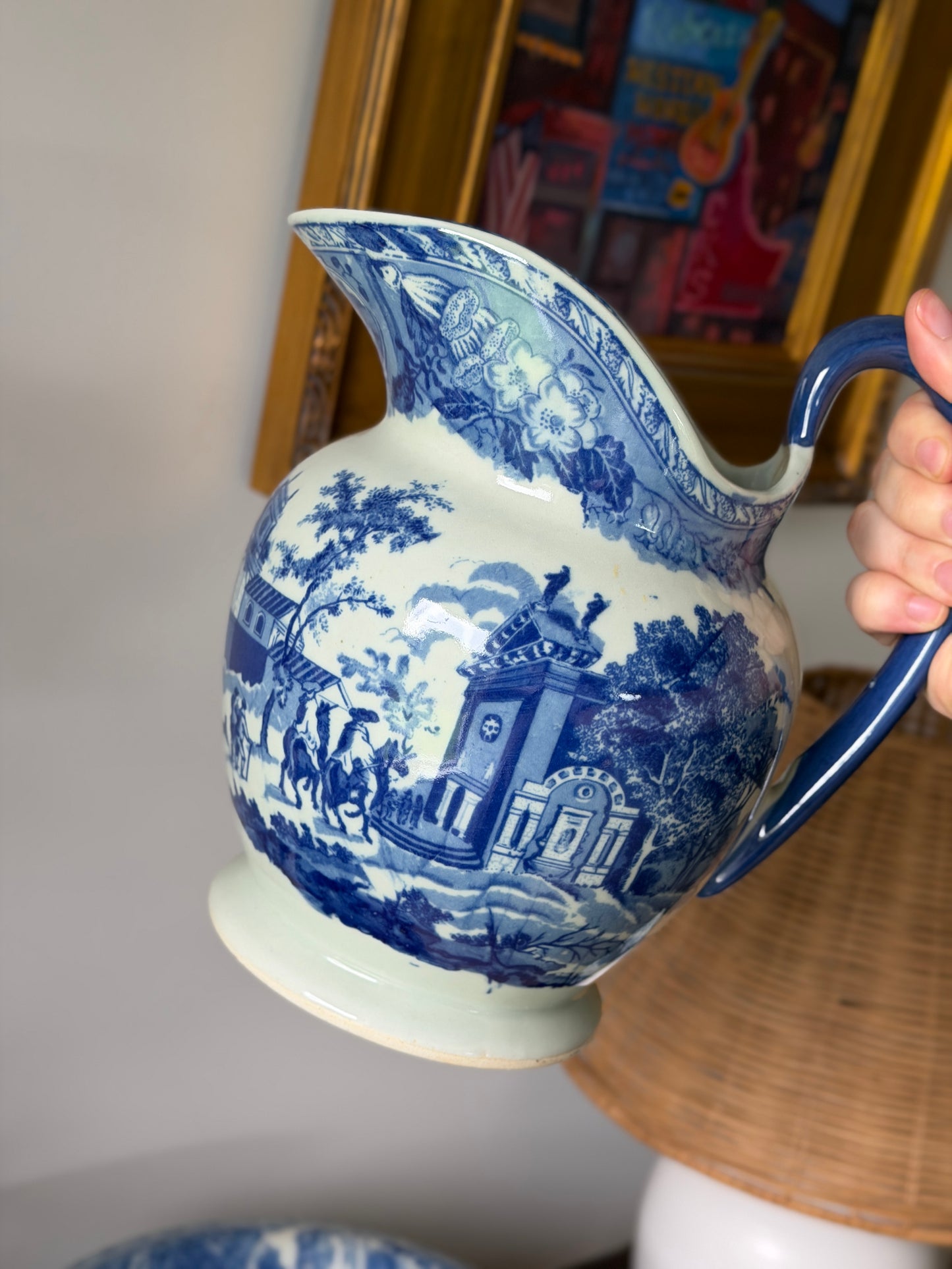 Victoriaware Ironstone Blue & White Pitcher & Basin Set