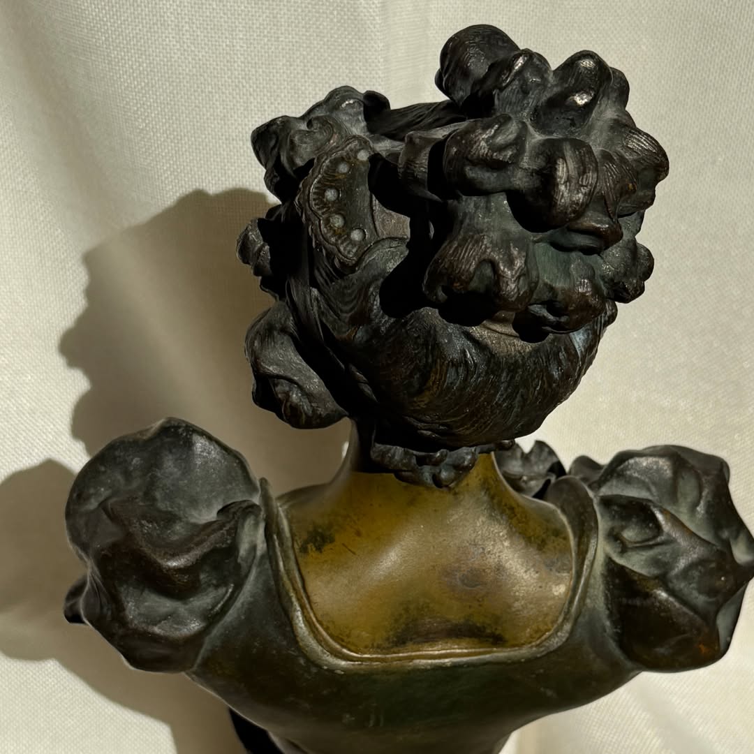 Antique Bronze Bust of a Young Woman
