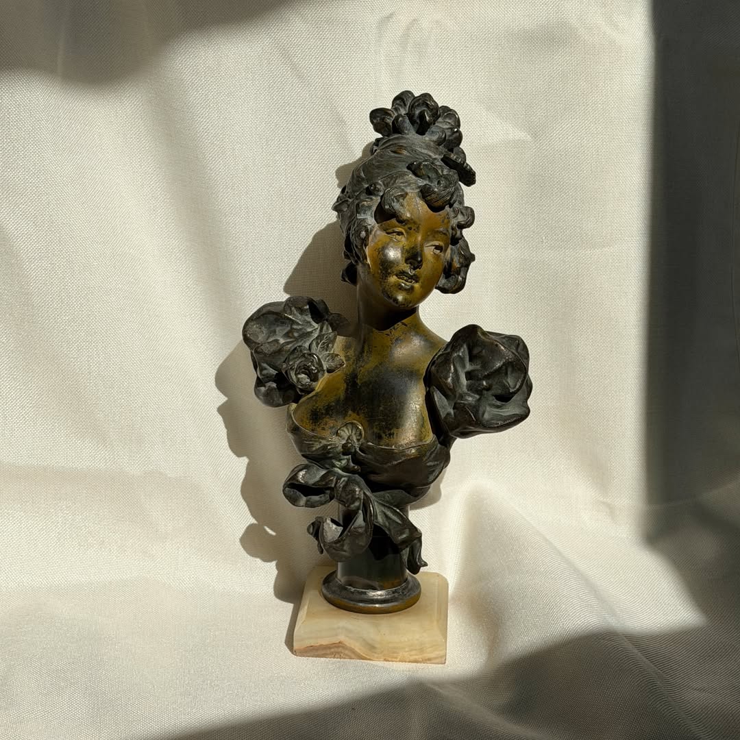 Antique Bronze Bust of a Young Woman