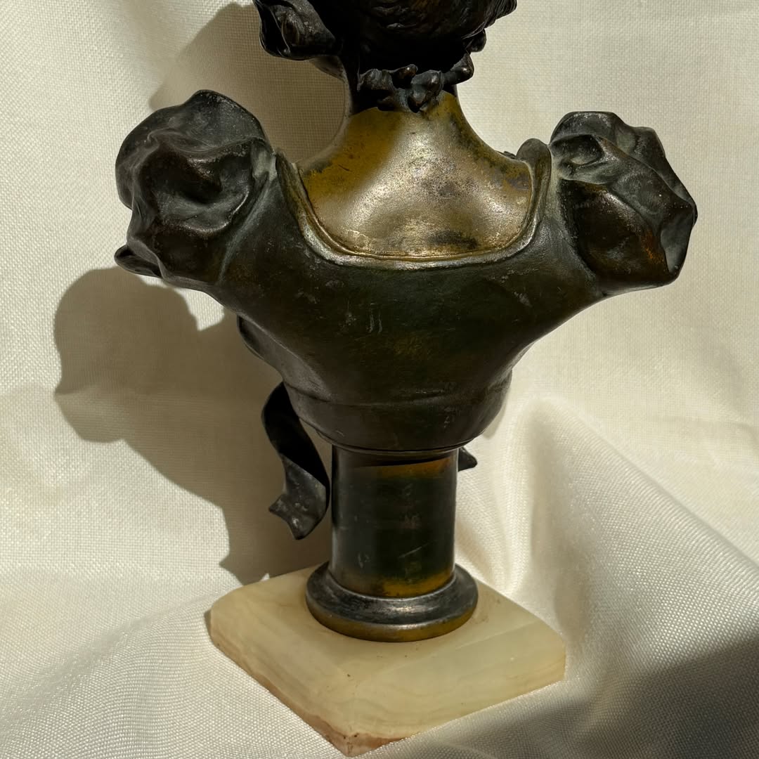 Antique Bronze Bust of a Young Woman