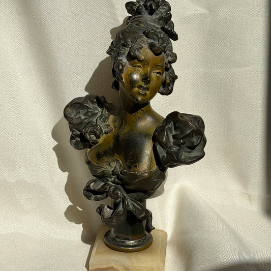 Antique Bronze Bust of a Young Woman