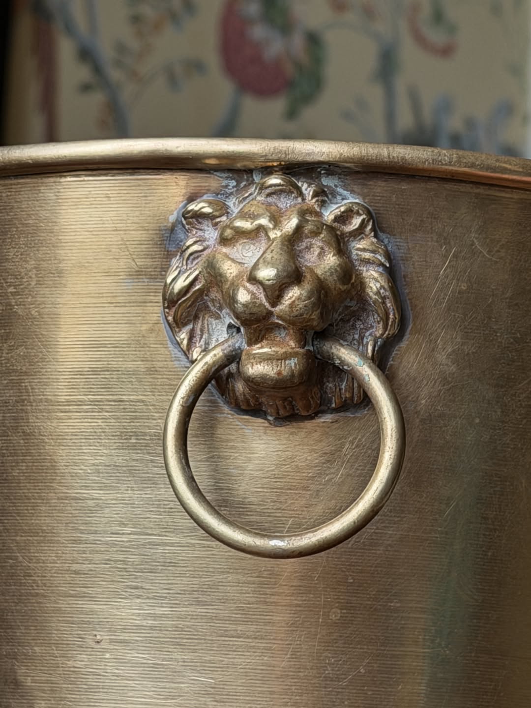 Brass Cachepot with Lion-Head Handles - 19th-C. H.W. Hayden