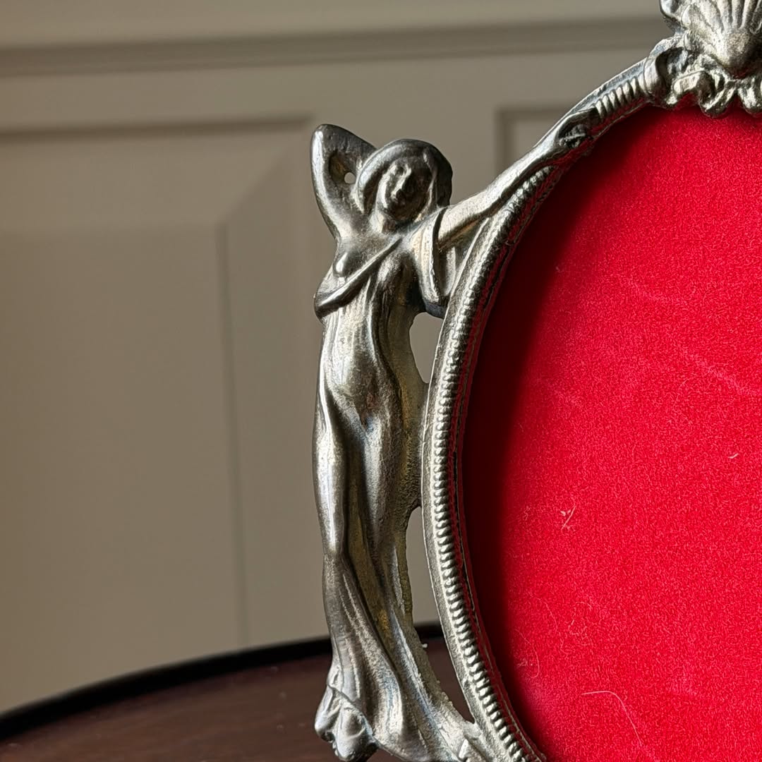 Art Nouveau Figural Brass Easel Frame