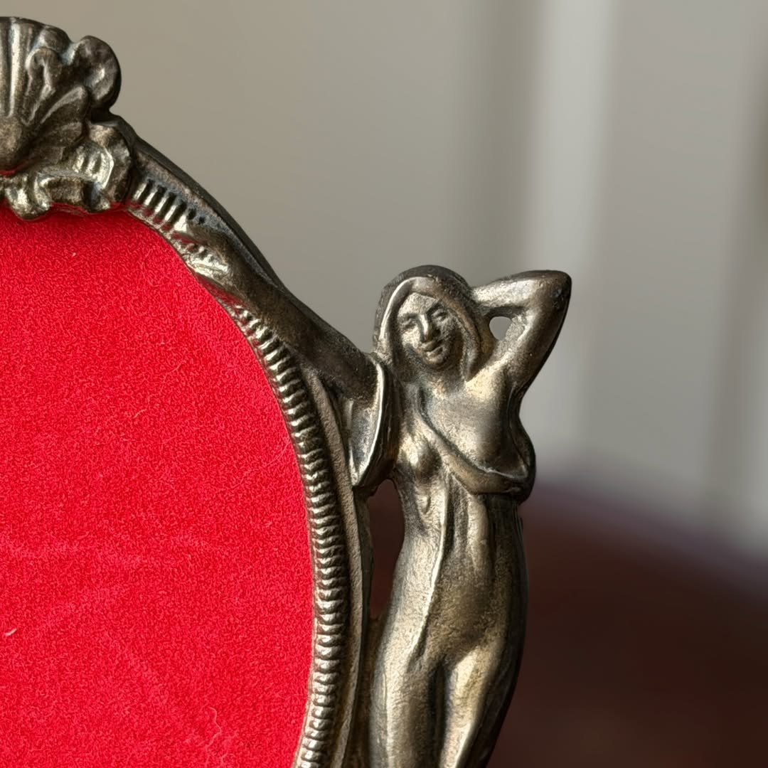 Art Nouveau Figural Brass Easel Frame