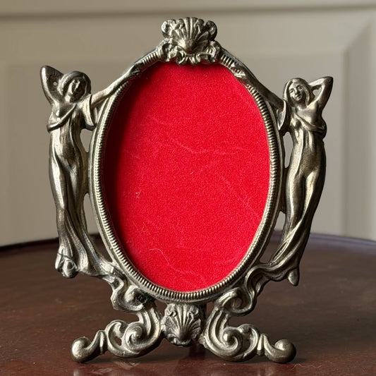 Art Nouveau Figural Brass Easel Frame