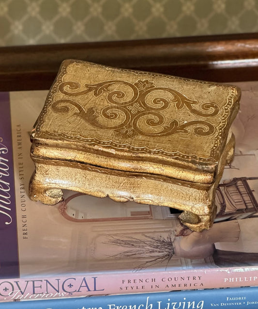 Florentine Giltwood Footed Box, Made in Italy
