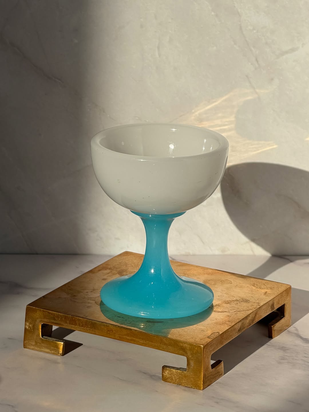 French Opaline Goblet, White & Blue