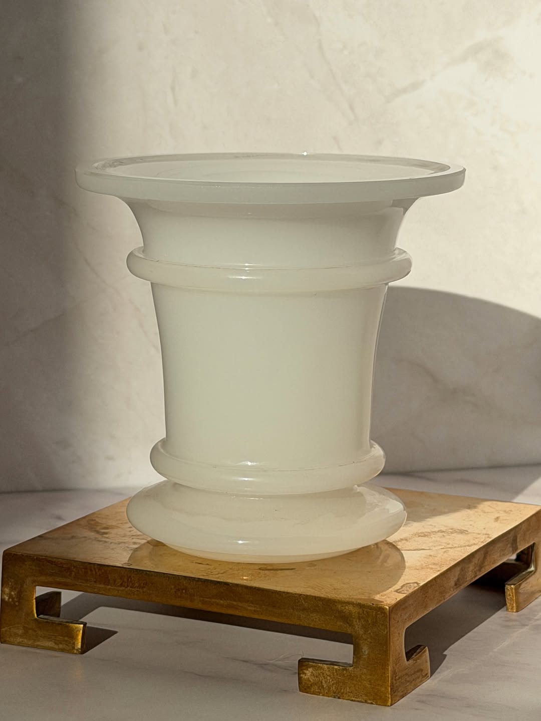 White Opaline Column Urn