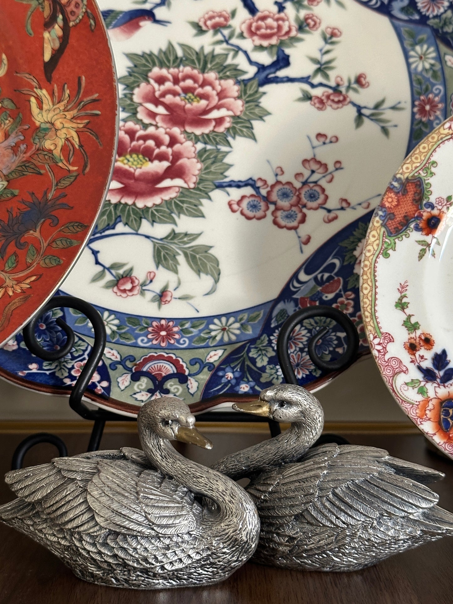 Pair of Pewter Swans