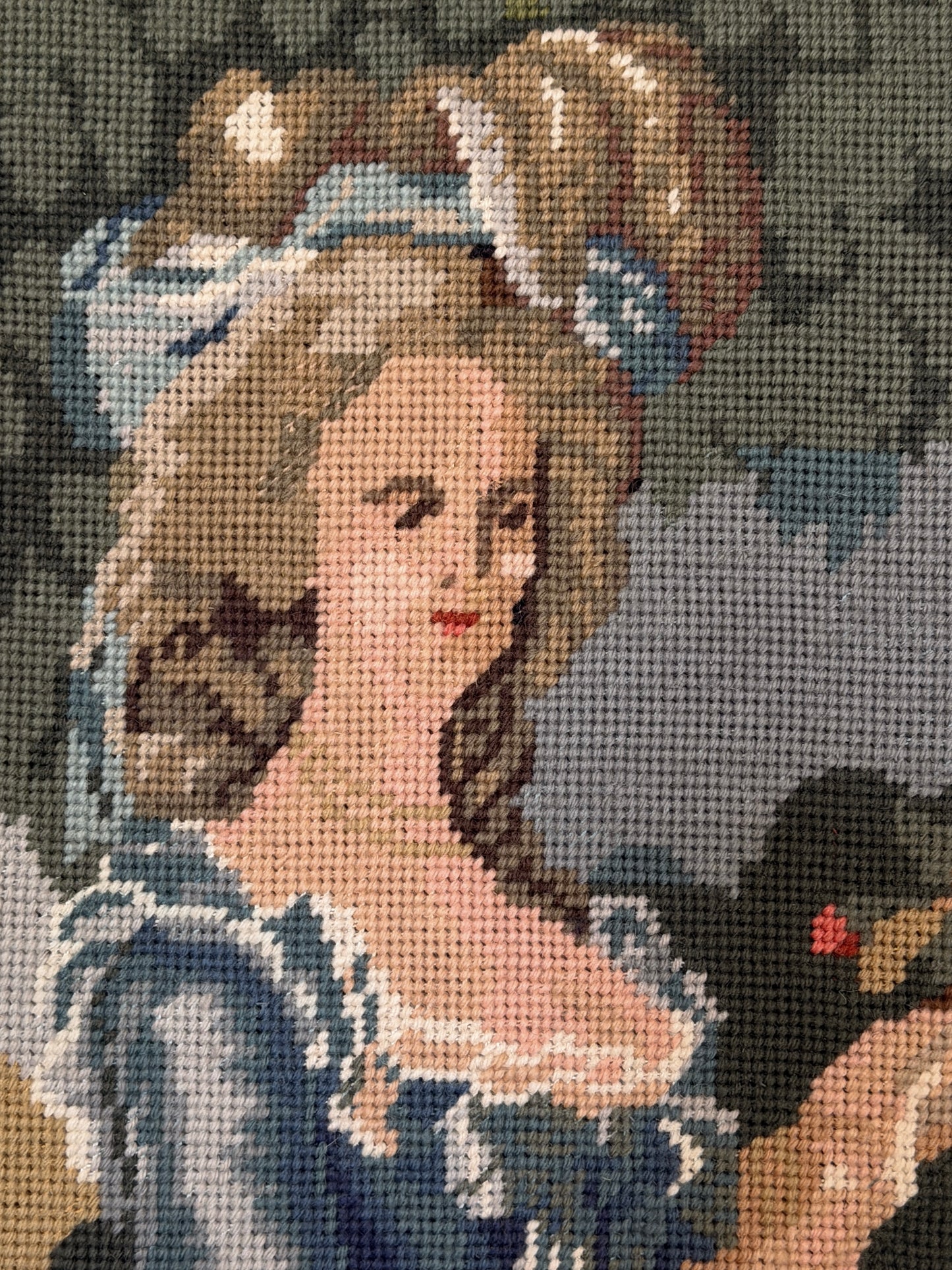 Marie Antoinette Framed Needlepoint Portrait