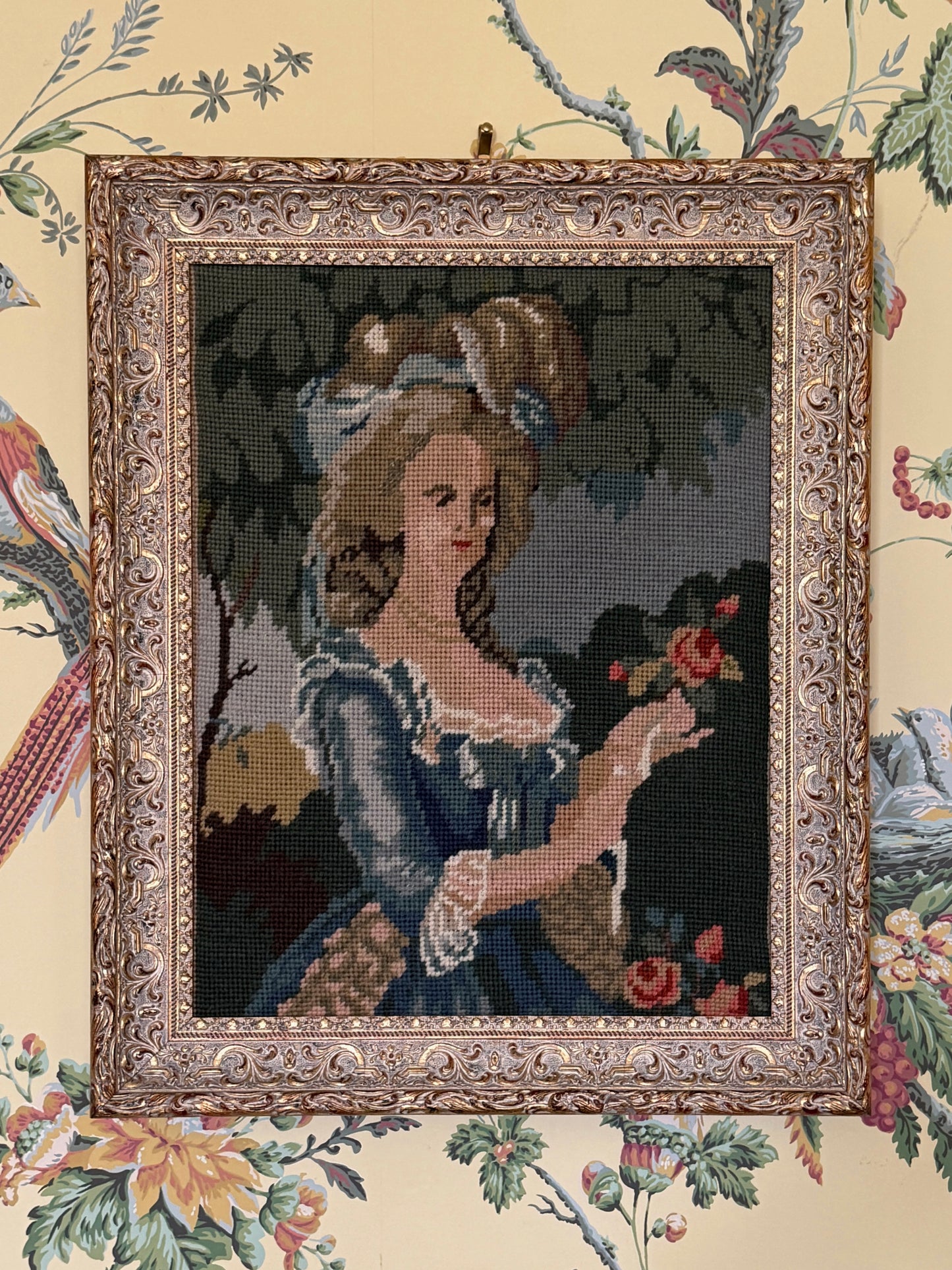 Marie Antoinette Framed Needlepoint Portrait