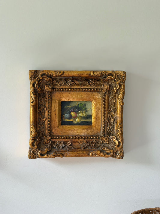 Petite Fruit Still Life, Giltwood Framed Original Oil Painting